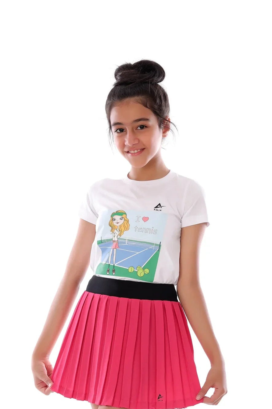 Girls  white graphic tennis -  Athletic Top