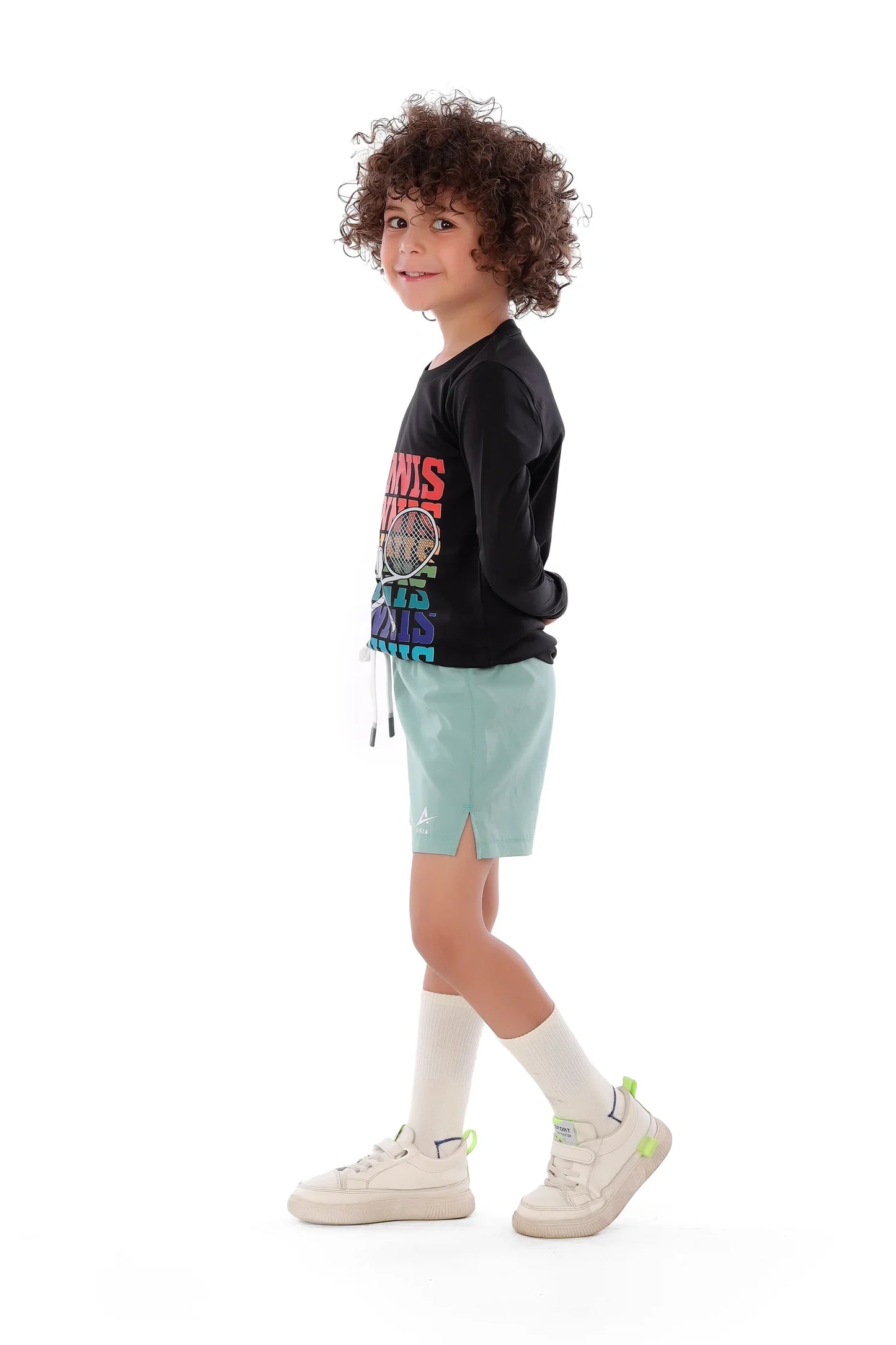 Boys Black Tennis Long Sleeve T-Shirt – Sporty Top