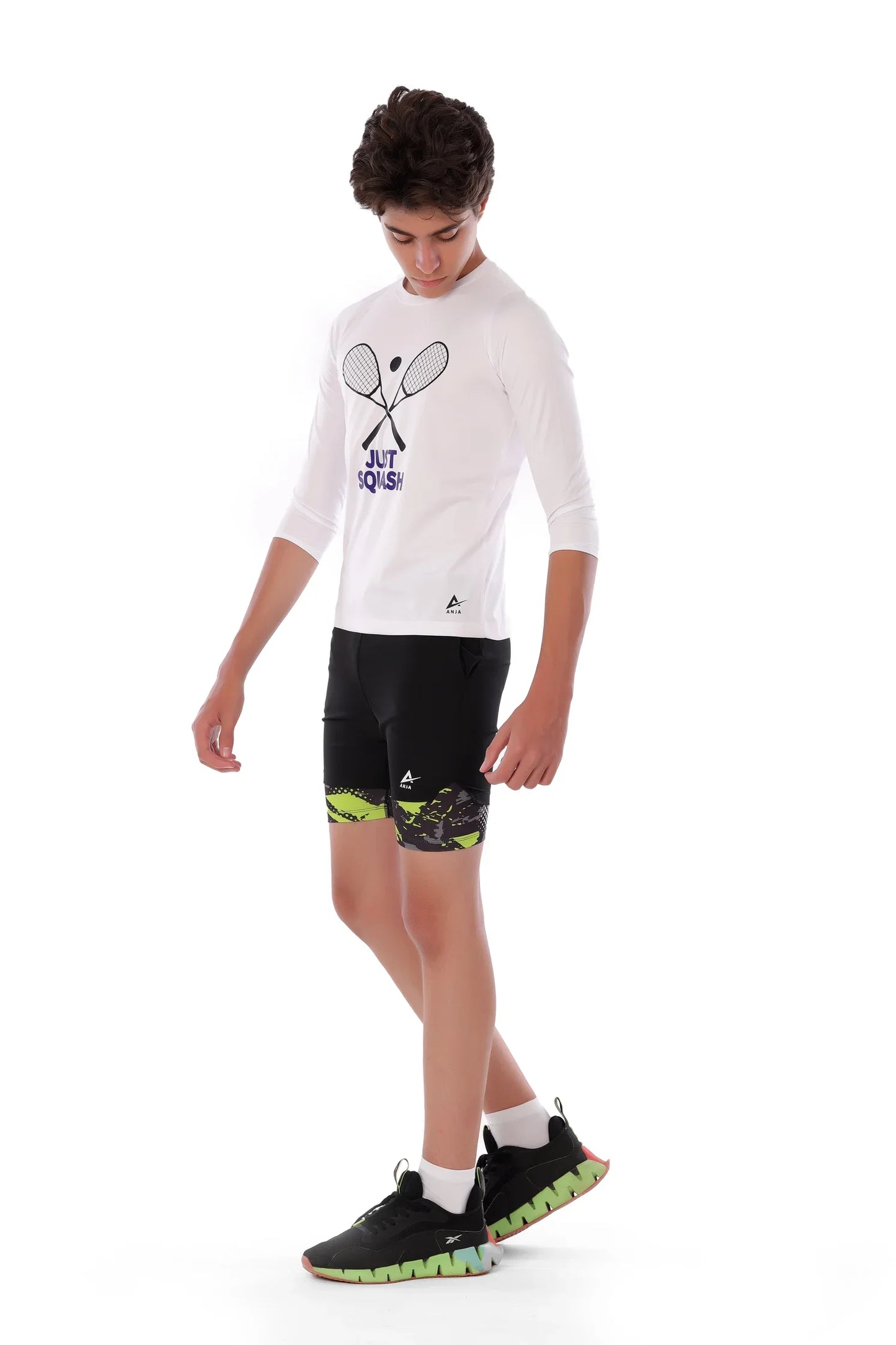 Boys White Squash Graphic T-Shirt – Sporty Long Sleeve Top