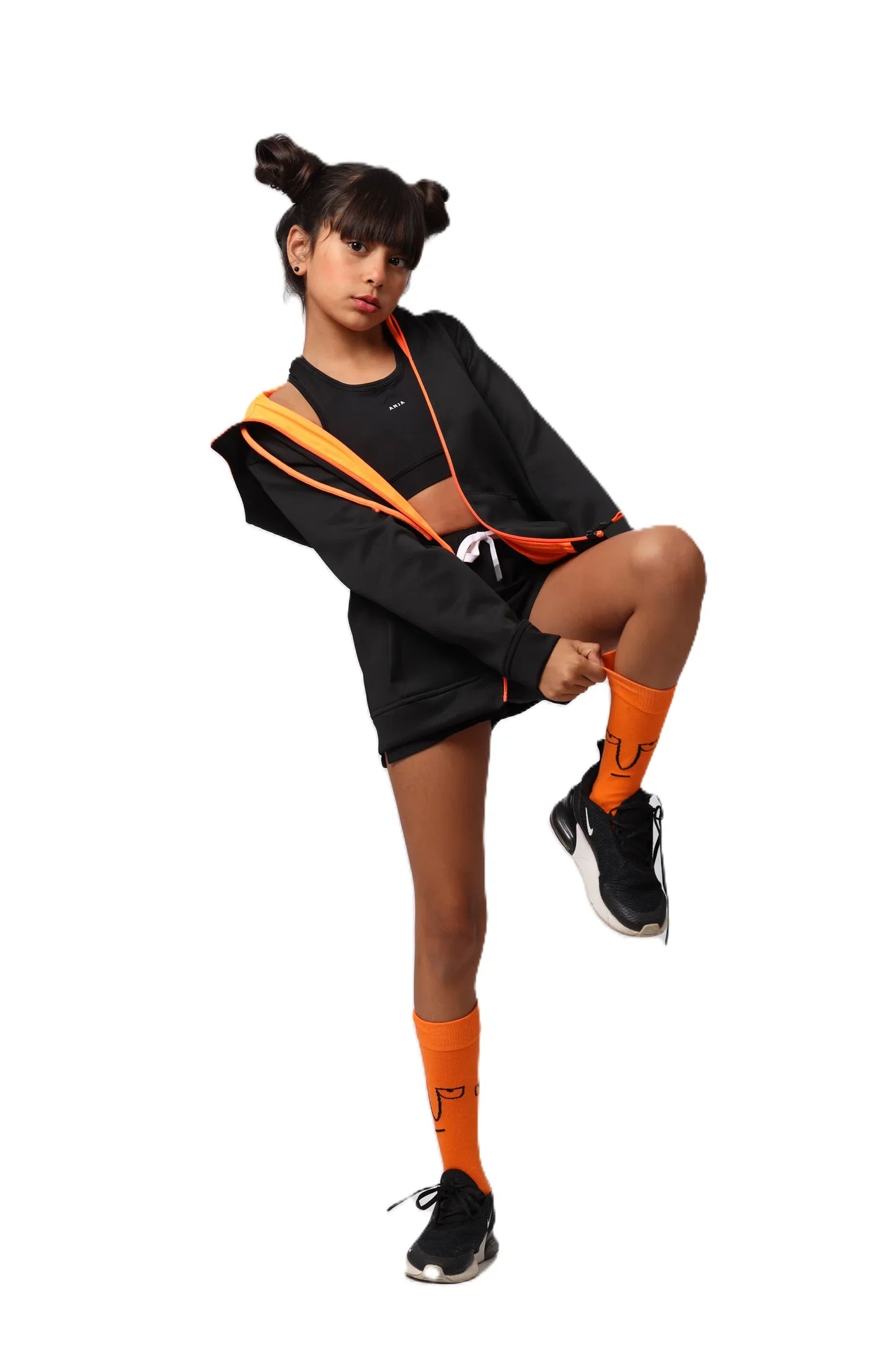 Girls  Zip-Up Sweatshirt – Sporty Contrast Trim Jacket