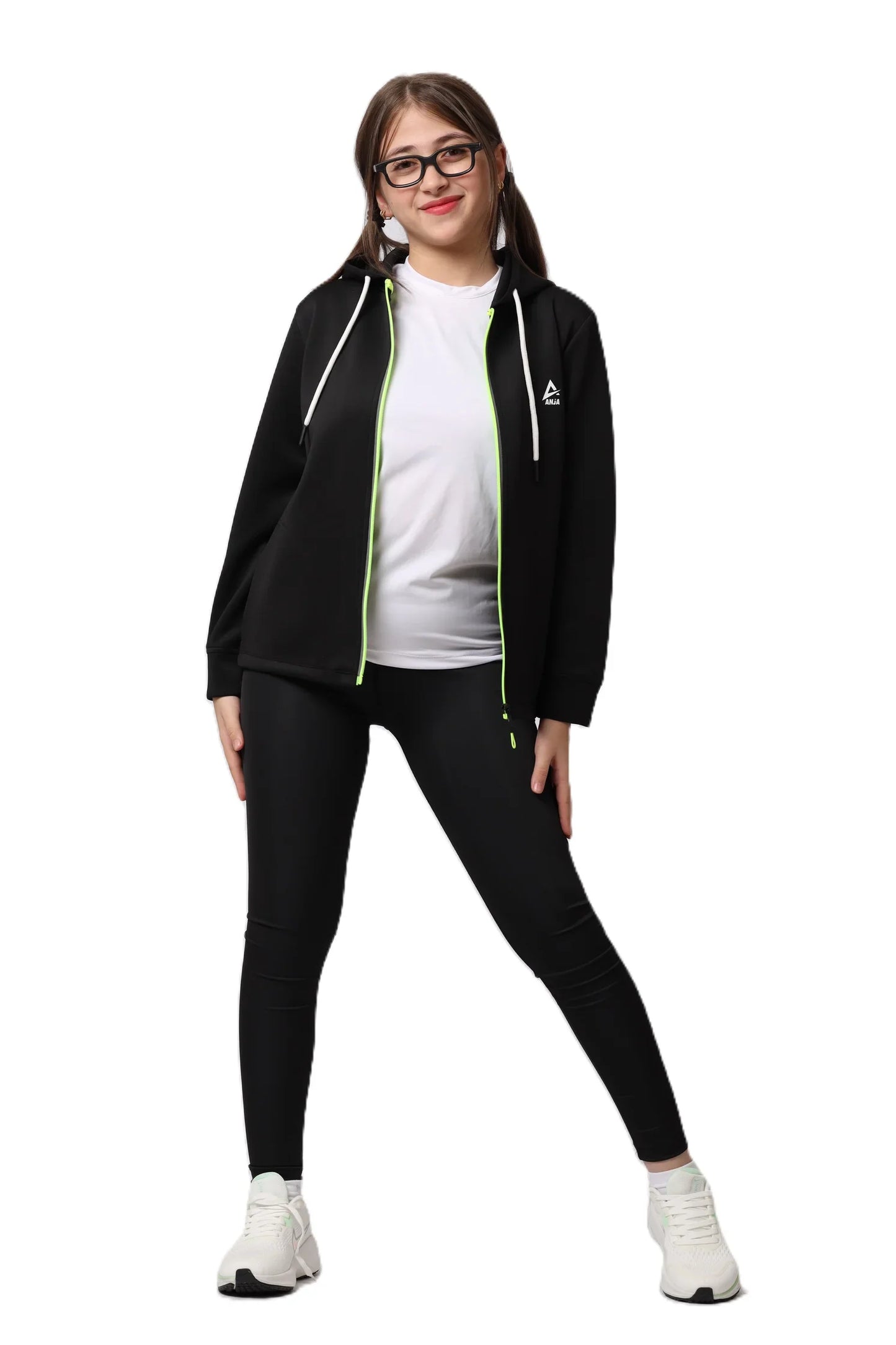 Girls  Zip-Up Sweatshirt – Sporty Contrast Trim Jacket