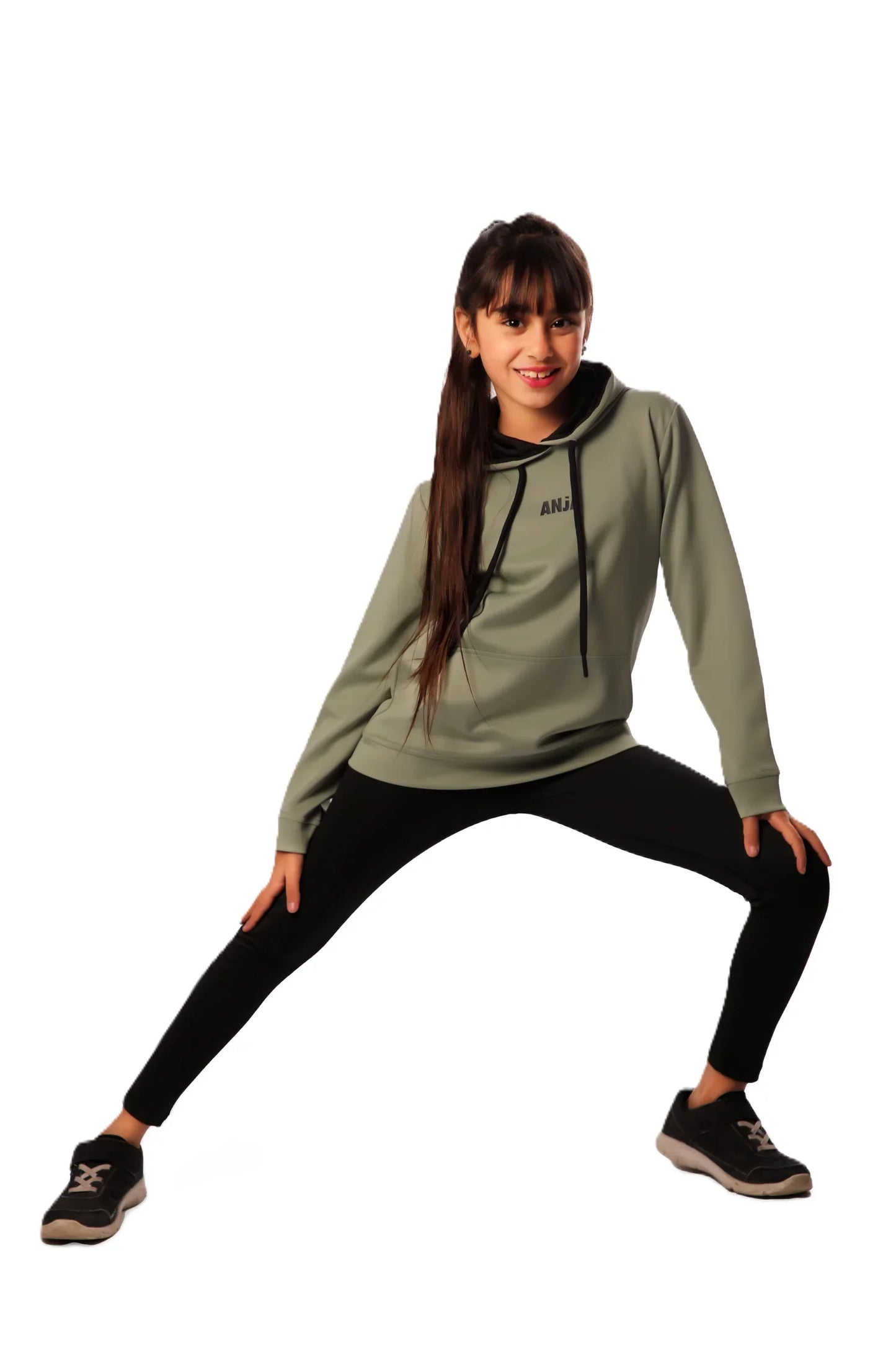 Girls Hoodie – Sporty Pullover with Contrast Drawstrings