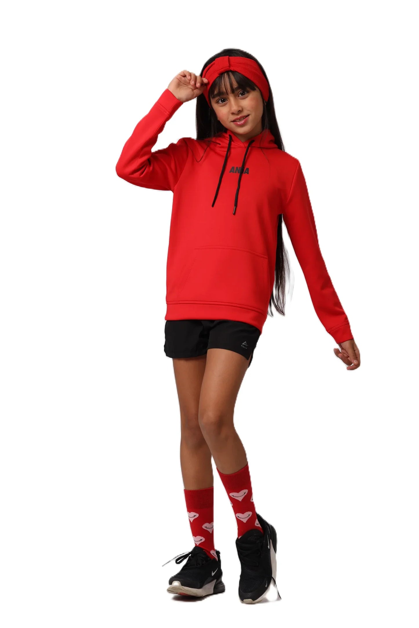 Girls Hoodie – Sporty Pullover with Contrast Drawstrings