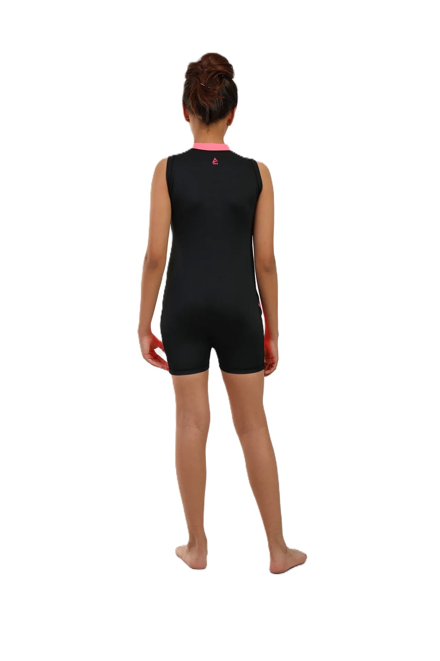 Girls sleeveless One-Piece Swimsuit –Side Panels and Front Zip