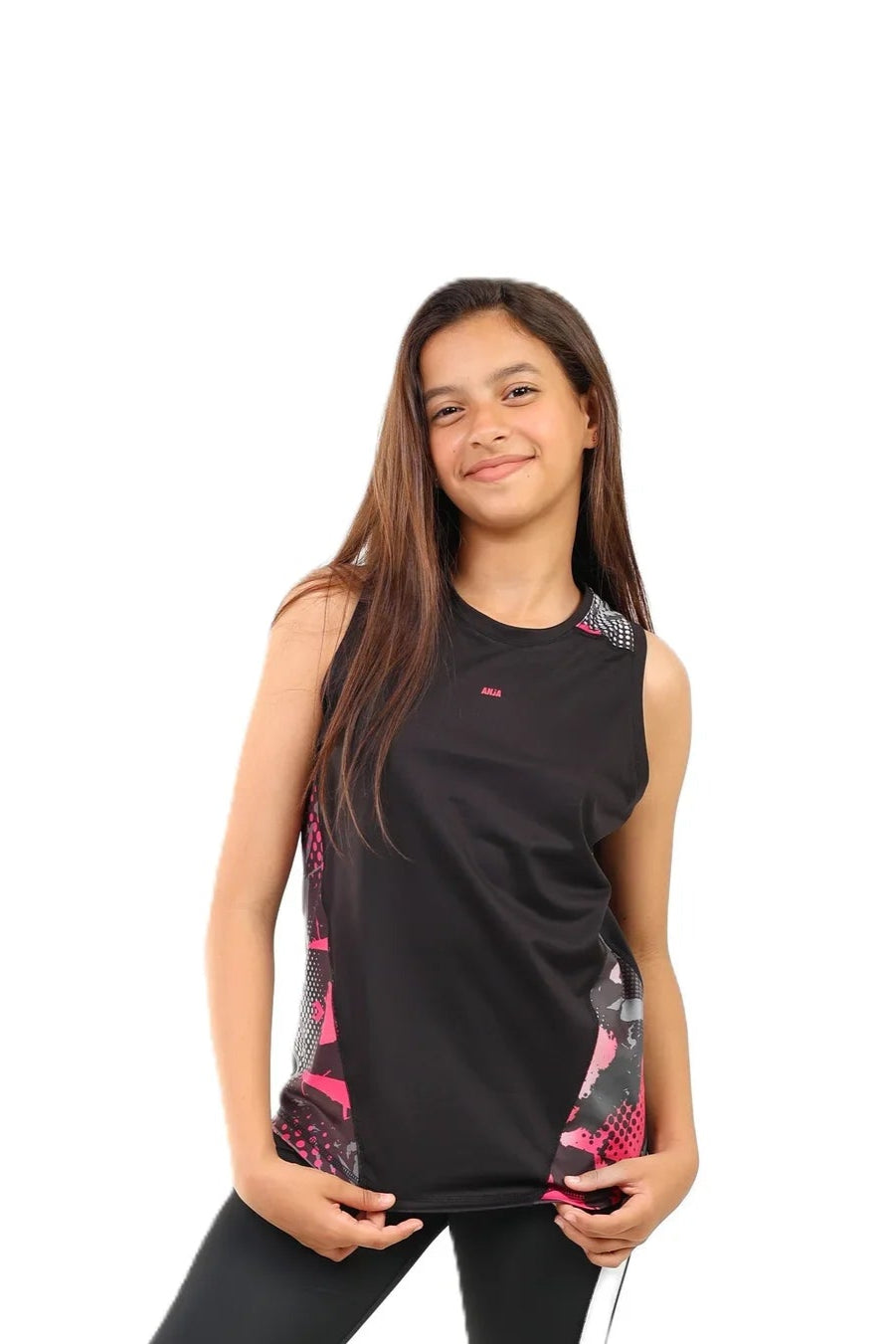 Girls Sleeveless Performance T-Shirt – Two-Tone Top
