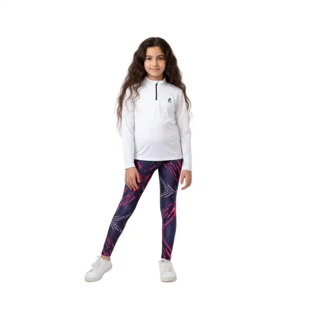White Multicolor Girls Sporty Set