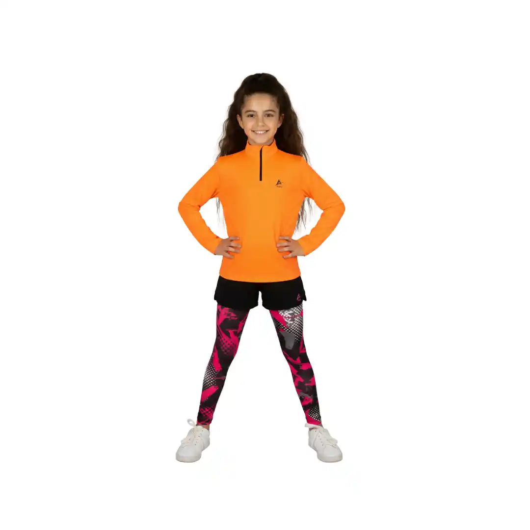 Orange Pink Girls Sporty Set